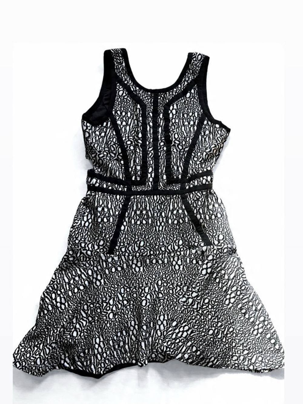 Parker Black and White Sleeveless Fit-and-Flare Dress size xs/s